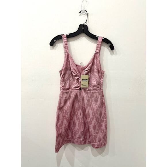 Alexis Abstract Print Sleeveless Lined Front Twist Mini Dress Pink Women's Small - Picture 1 of 4